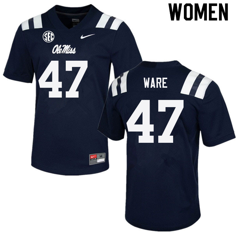 Matt Ware Ole Miss Rebels NCAA Women's Navy #47 Stitched Limited College Football Jersey CJN6558VU